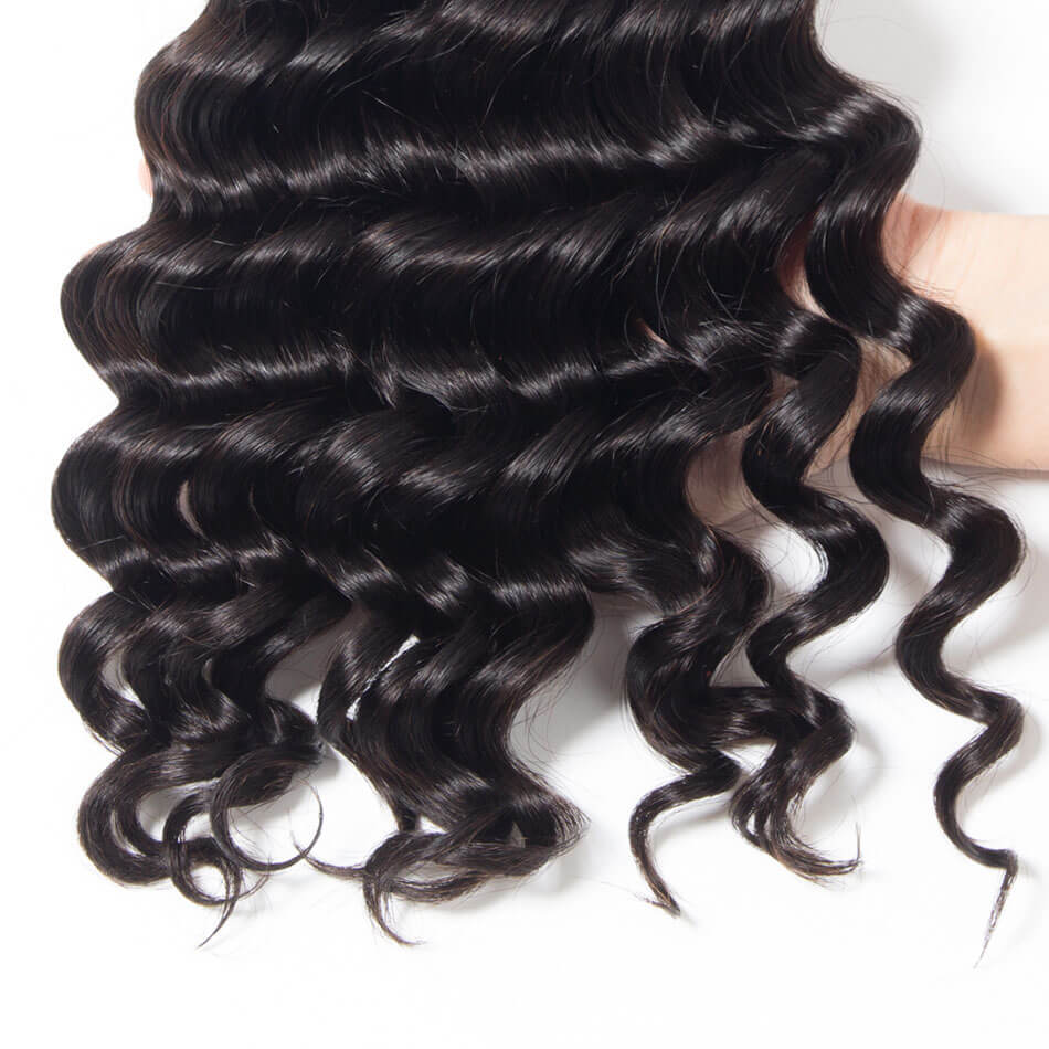 Loose Deep Virgin Human Hair 3 Bundles with 13x4 HD Lace Frontal