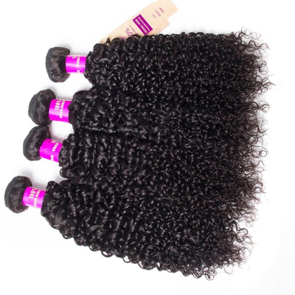 Curly Weave Human Hair Bundles 4 Pcs A Lot Brazilian Curly Wave Hair 100% Virgin Human Hair Bundles