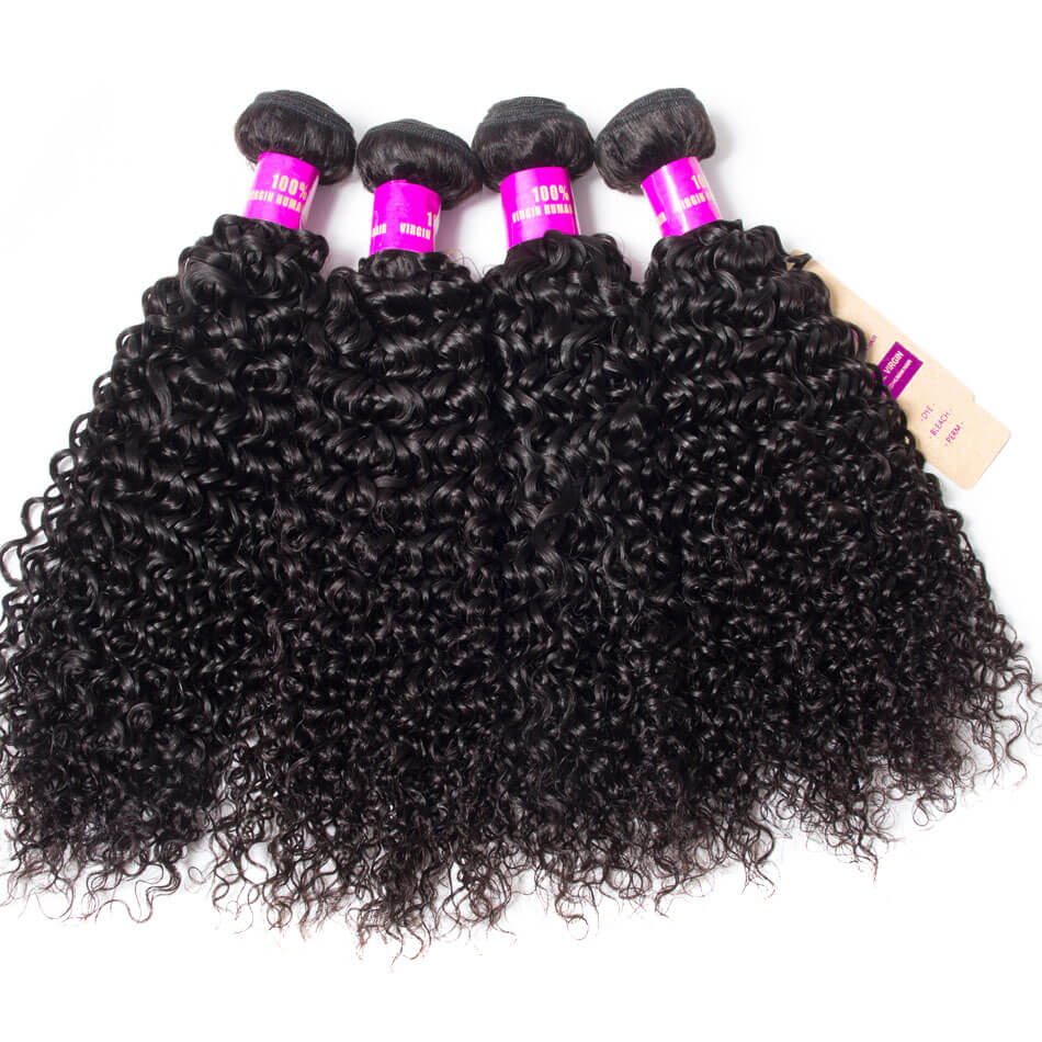 Brazilian Curly Human Hair Weft With Frontal 100% Human Hair 4 Bundles With Frontal Brazilian Virgin Hair