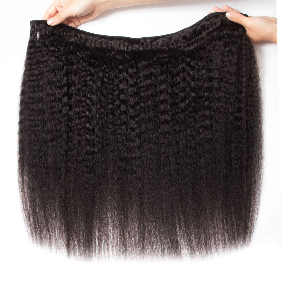 Brazilian Kinky Straight Virgin Hair 3 Bundles with Lace Closure