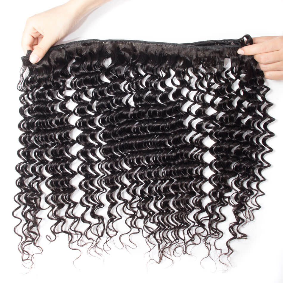Deep Wave Hair 3 Bundles with 13x4 HD Lace Frontal for Full Head