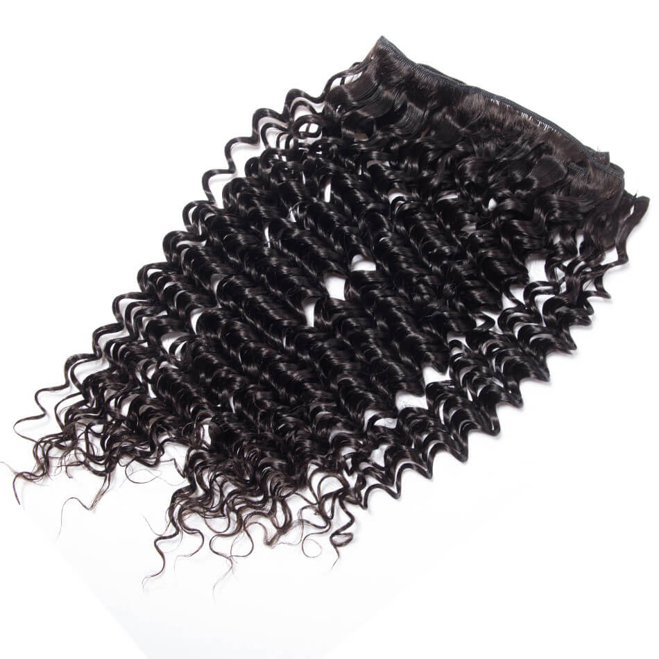 Deep Curly Hair Brazilian Hair Weave 4 Bundles Brazilian Deep Wave Virgin Hair Bundles Deal 1b# Natual Color
