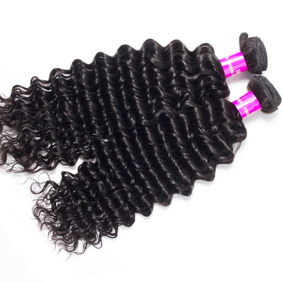 Brazilian Deep Wave With Closure Curlymuse Hair 4 Bundles Human Hair Bundles With Closure Deep Wave Curly