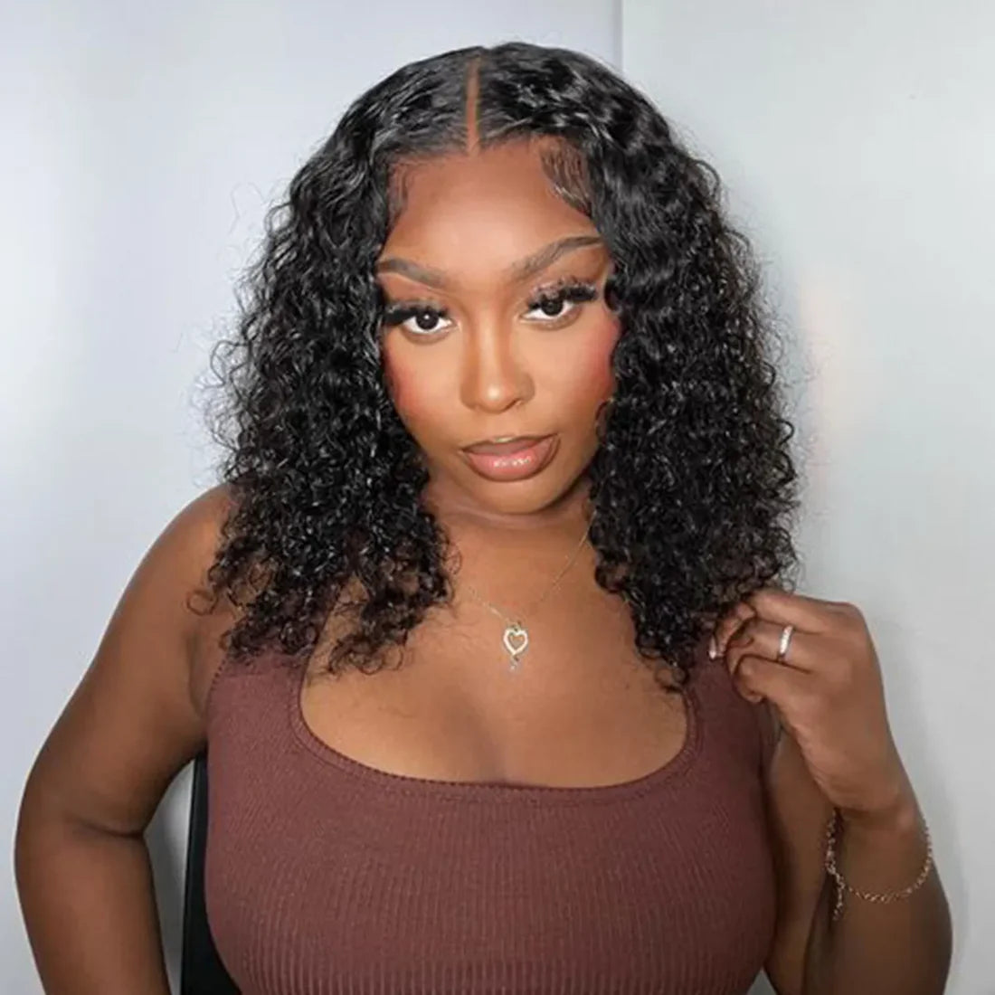 Curlymuse Water Wave Short Bob Wigs Glueless 6x5 13x4 HD Lace Front Wigs Easy Install