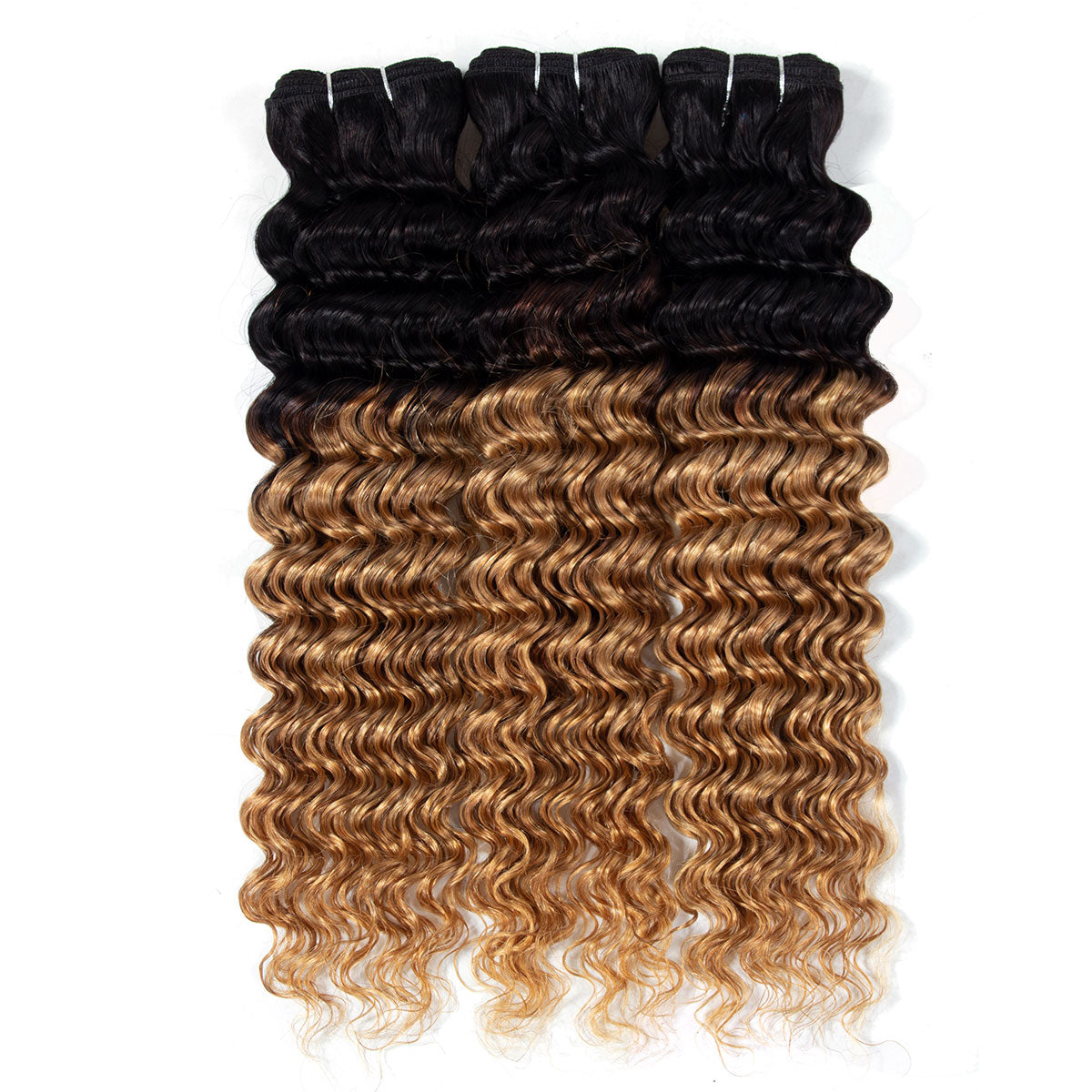 Ombre Color Hair 1B/27 Brazilian Deep Wave 3/4 Bundles