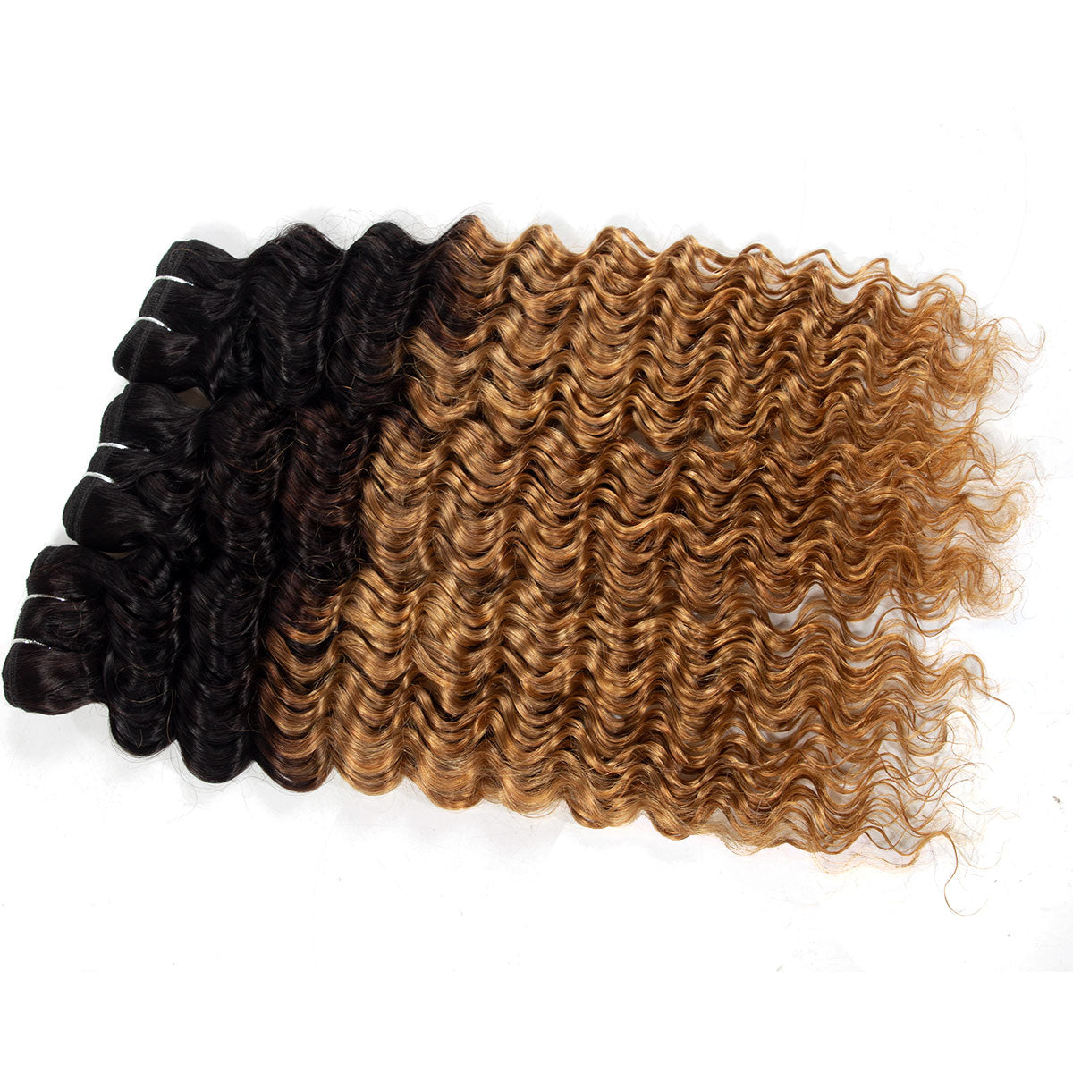 Ombre Color Hair 1B/27 Brazilian Deep Wave 3/4 Bundles