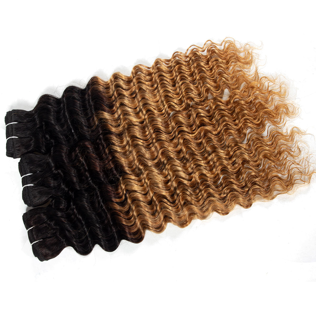 Ombre Color Hair 1B/27 Brazilian Deep Wave 3/4 Bundles