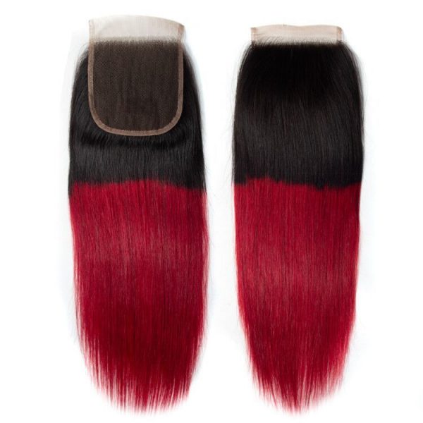 1B Red Straight 4x4 Lace Closure
