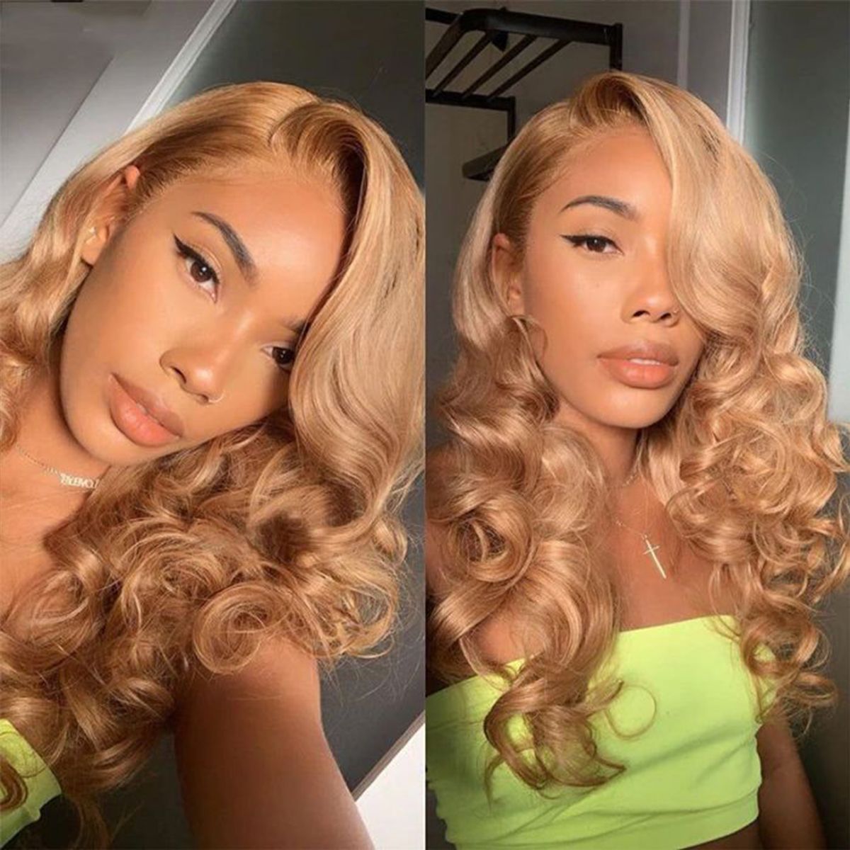 #27 Honey Blonde Body Wave Wig 6x5 13x4 HD Lace Front Wig 180% Human Hair Wig