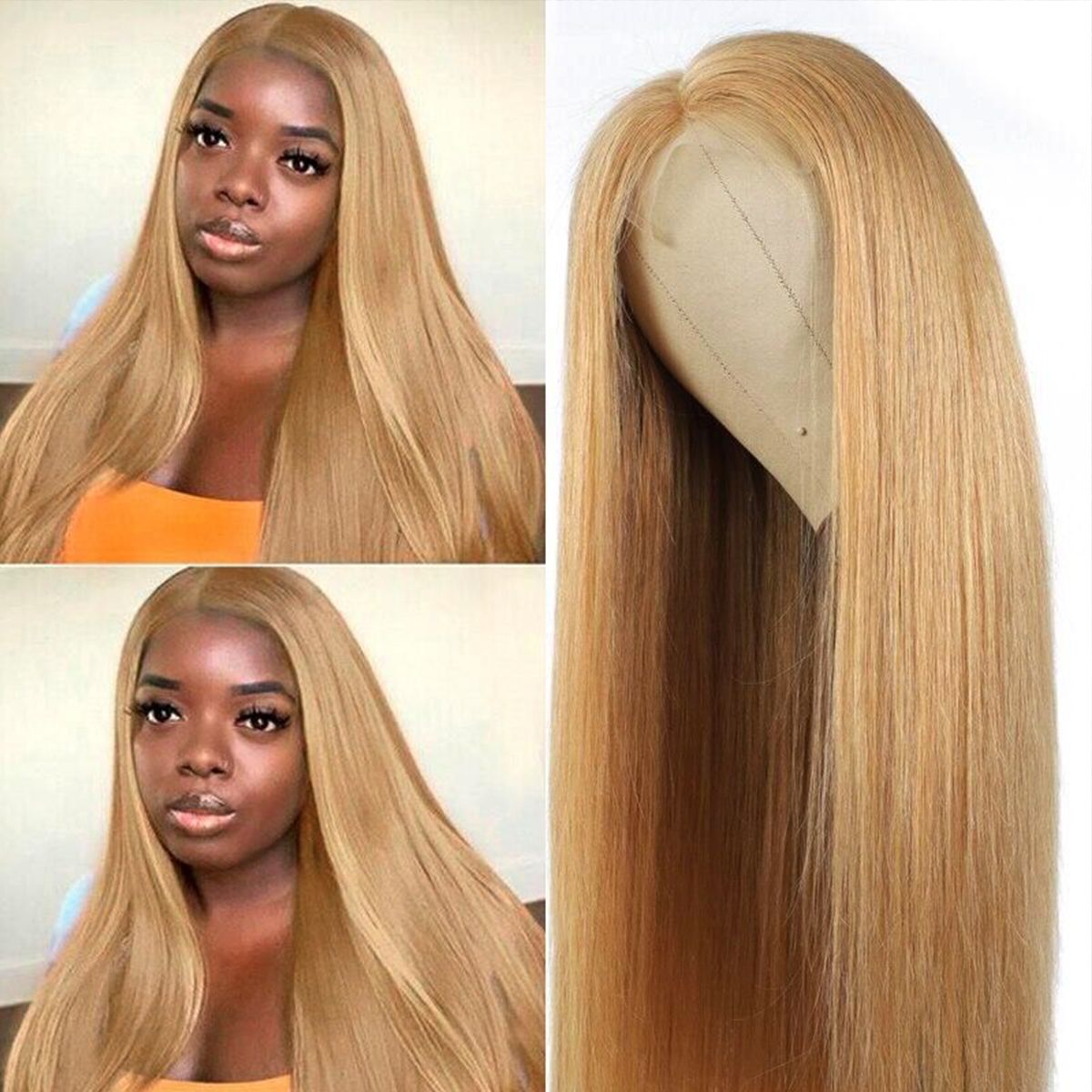 Honey Blonde #27 Straight 13x4 HD Lace Full Frontal Wig 180%
