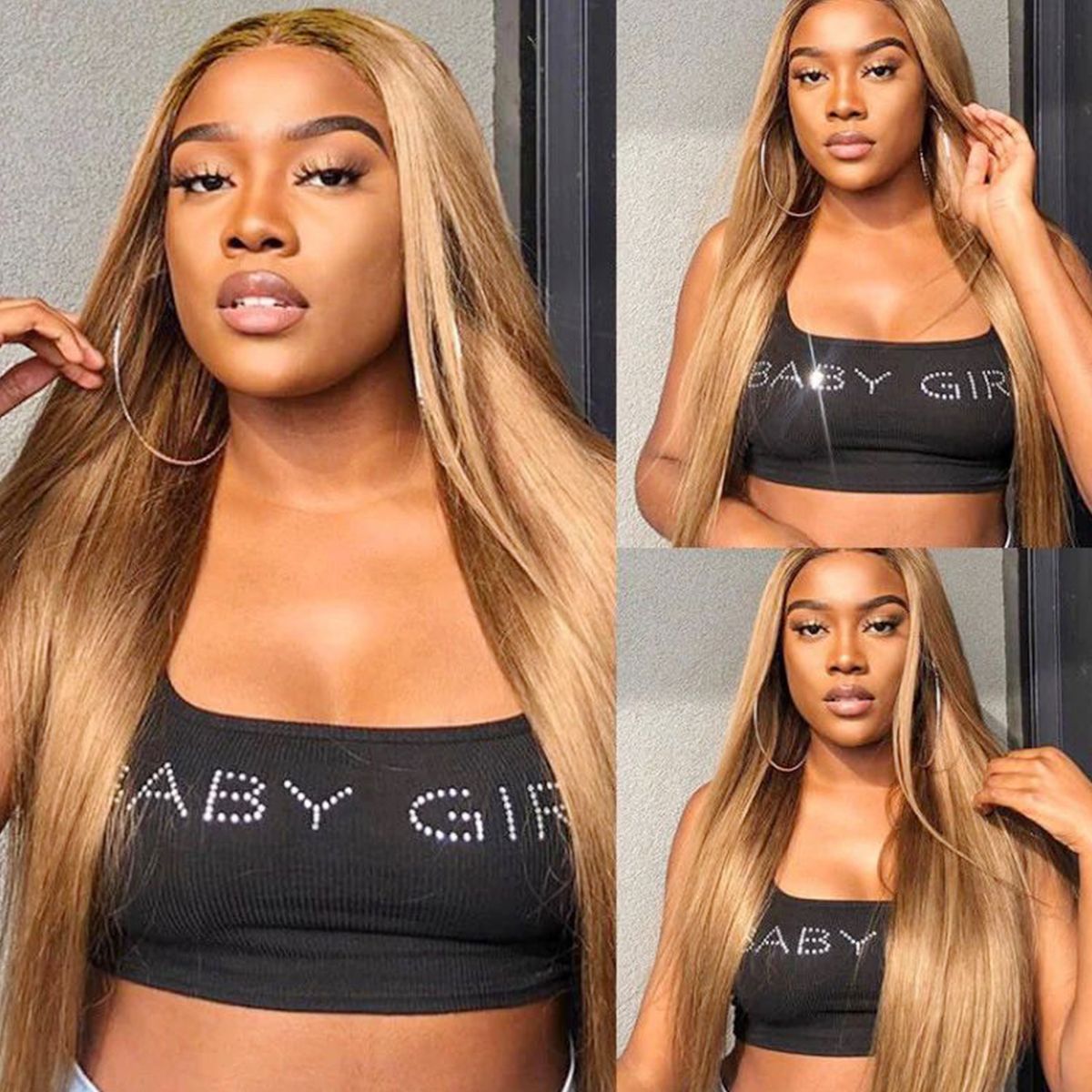 Honey Blonde #27 Straight 13x4 HD Lace Full Frontal Wig 180%