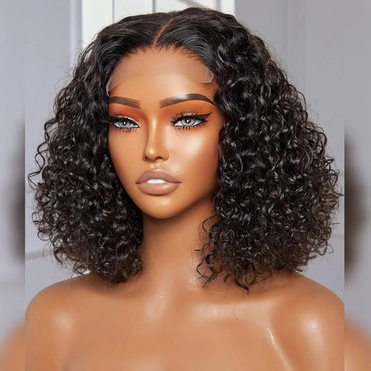 Curlymuse Water Wave Short Bob Wigs Glueless 6x5 13x4 HD Lace Front Wigs Easy Install