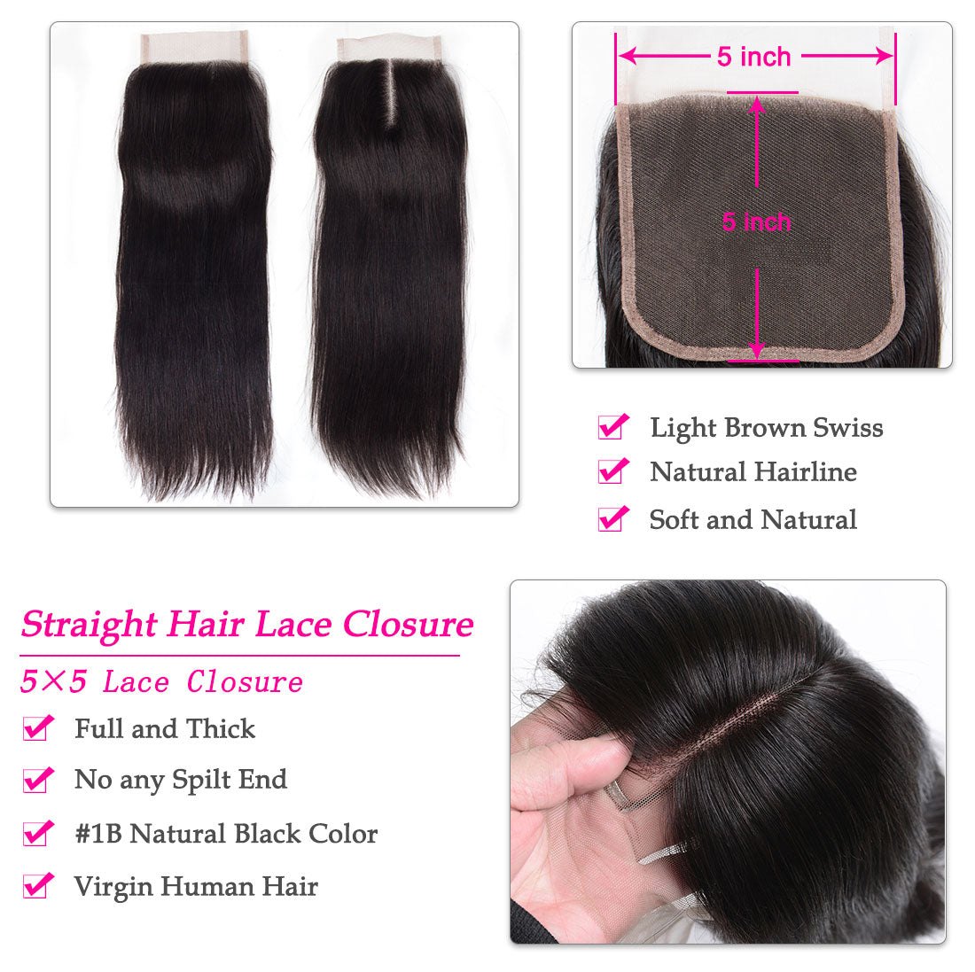 5x5 Straight Hair Lace Closure