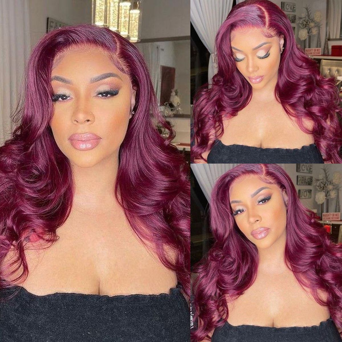 99J Color Burgundy Body Wave Wig Lace Front Wig