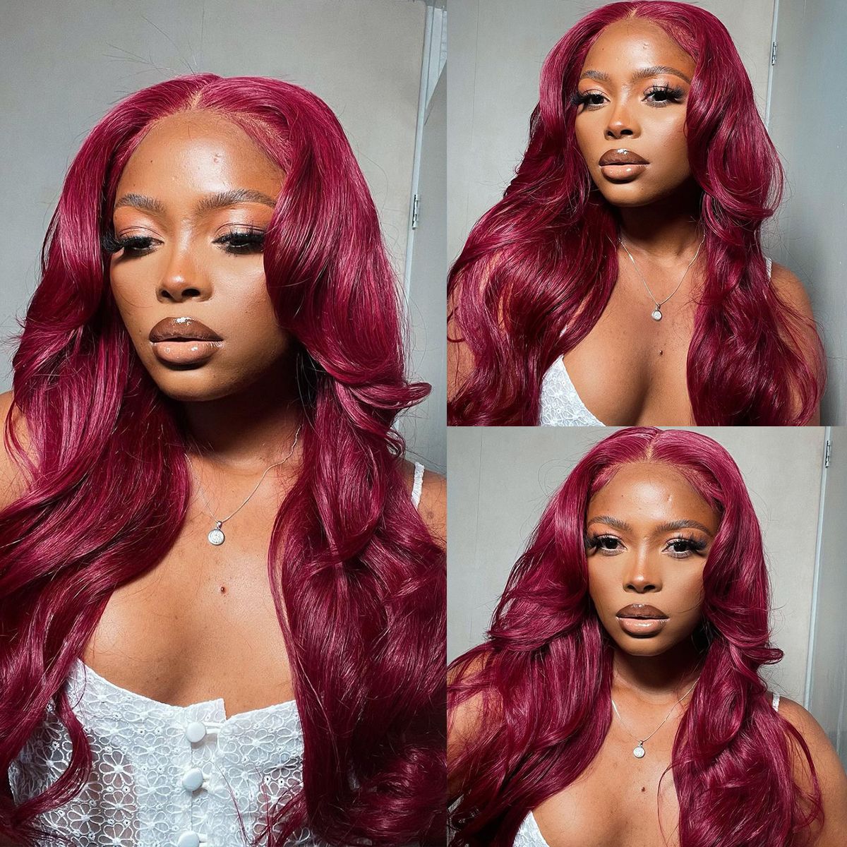 99J Color Burgundy Body Wave Wig Lace Front Wig