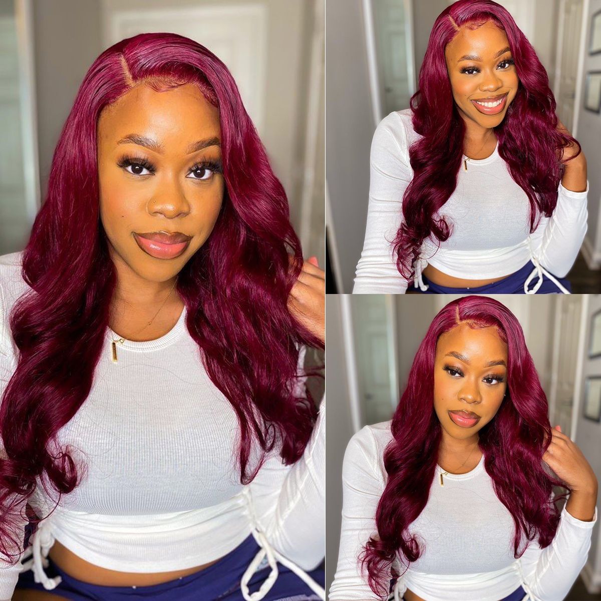 99J Color Burgundy Body Wave Wig Lace Front Wig