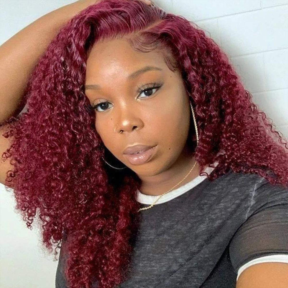 99J Burgundy Red Curly Wave 6x5 13x4 Undetectable HD Lace Front Wig