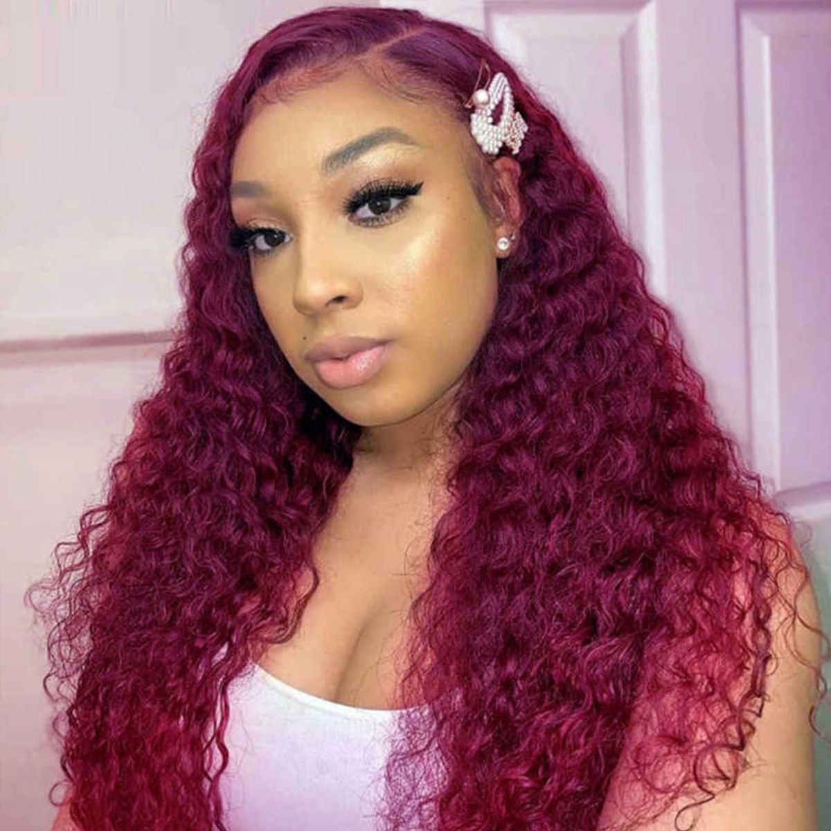 99J Burgundy Red Deep Wave 6x5 13x4 Lace Front Wig High 180% Density