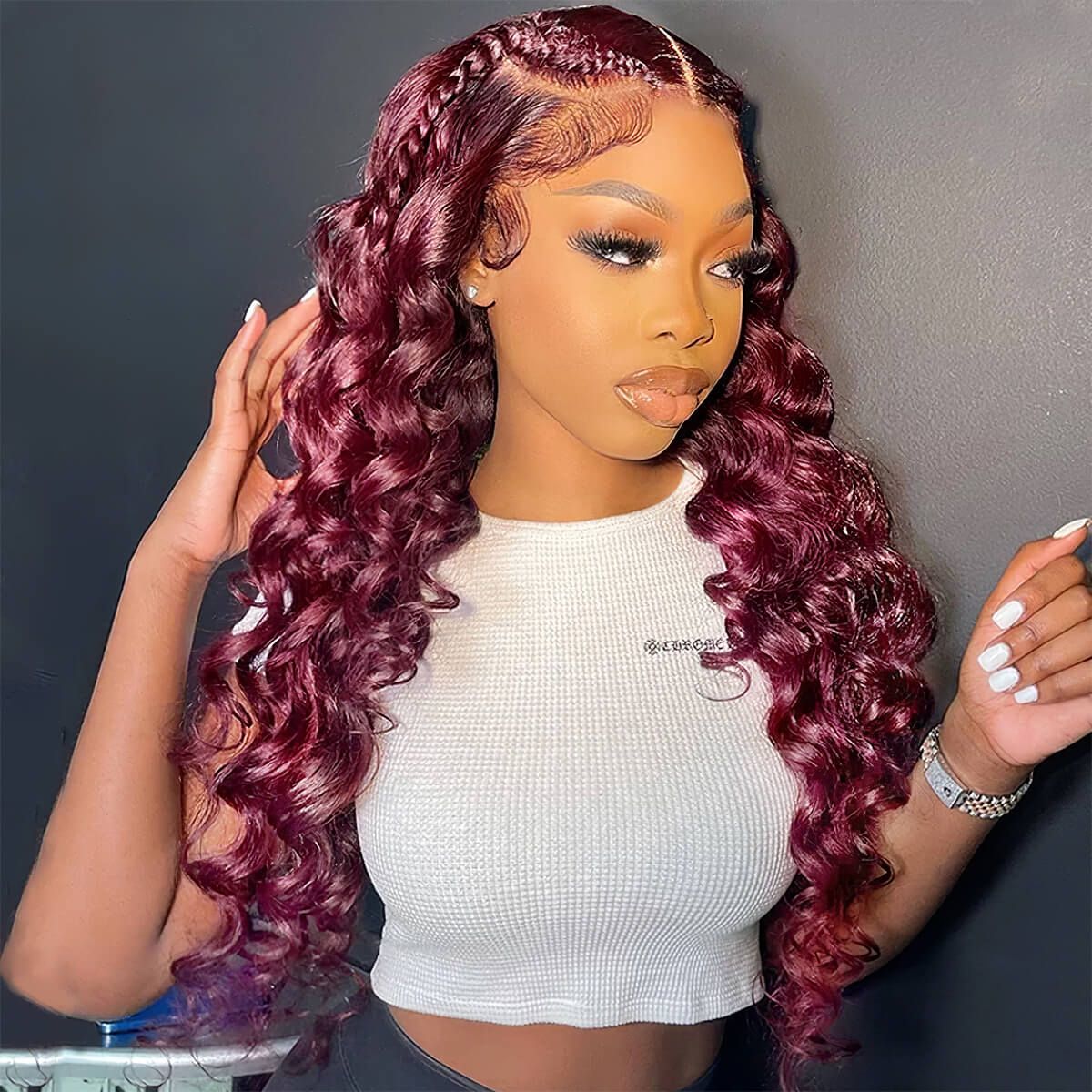 99J Burgundy Loose Deep 6x5 13x4 HD Lace Front Wig High 180% Density