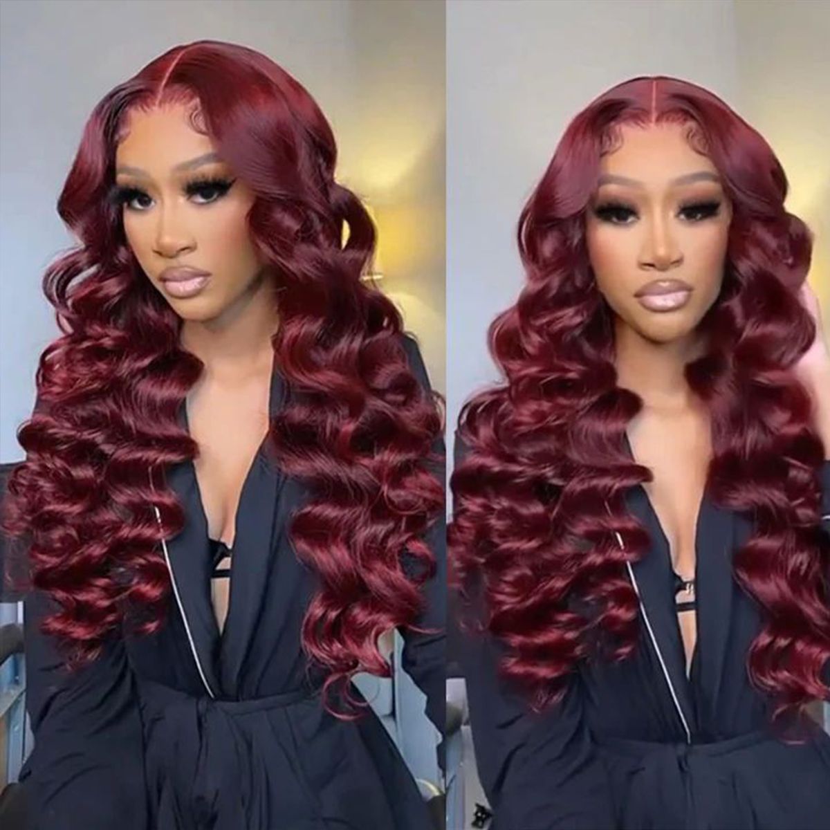 99J Burgundy Loose Deep 6x5 13x4 HD Lace Front Wig High 180% Density