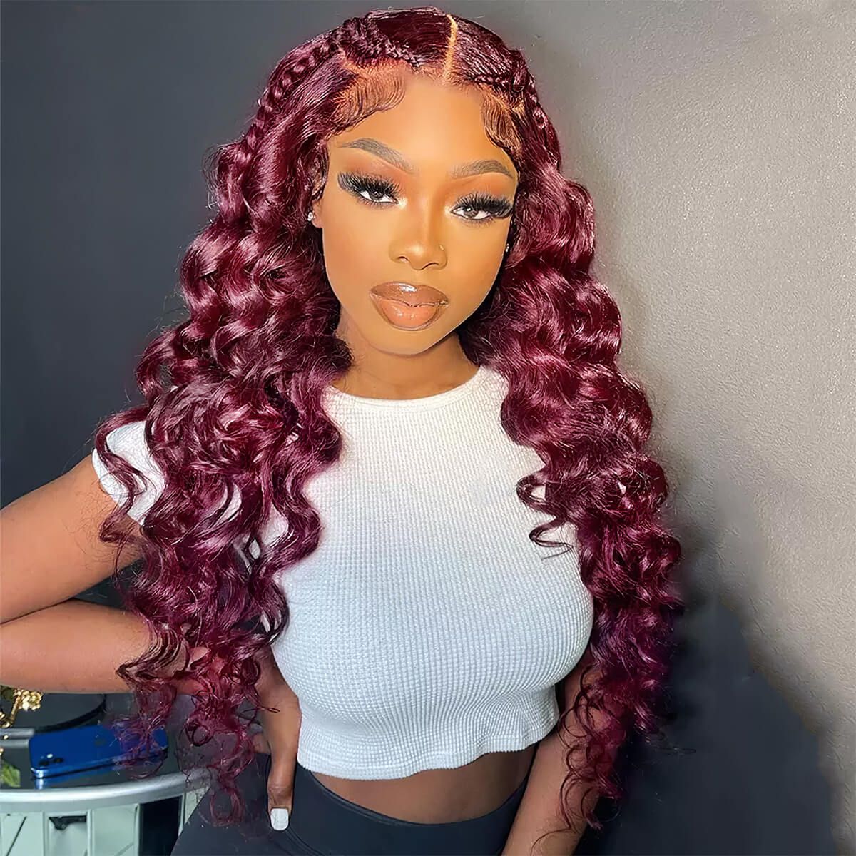 99J Burgundy Loose Deep 6x5 13x4 HD Lace Front Wig High 180% Density