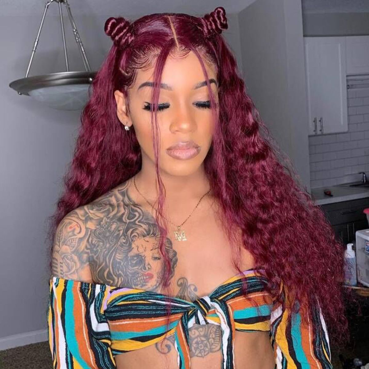 99J Burgundy Color Water Wave 6x5 13x4 Lace Front Wig 180% Density