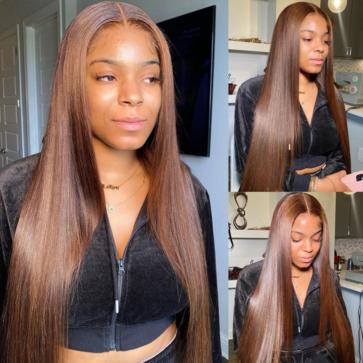 Glueless Dark Brown Pre-Cut 6x5 Lace Wig Wear & Go Body Wave / Straight