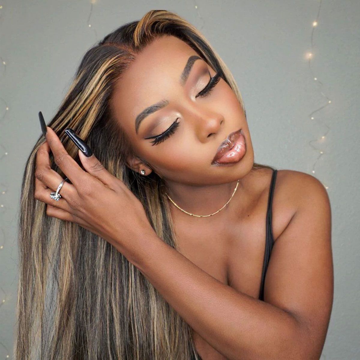 Balayage Honey Blonde Straight Wig Glueless Highlight 6x5 13x4 HD Lace Wig Colored Wig