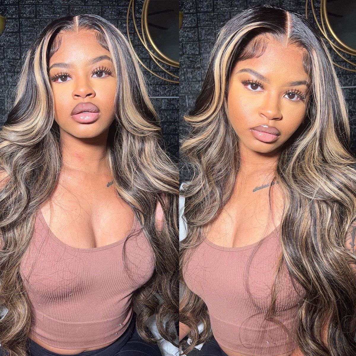 Balayage Honey Blonde Highlight 6x5 13x4 Lace Glueless Wig Body Wave HD Lace Wig