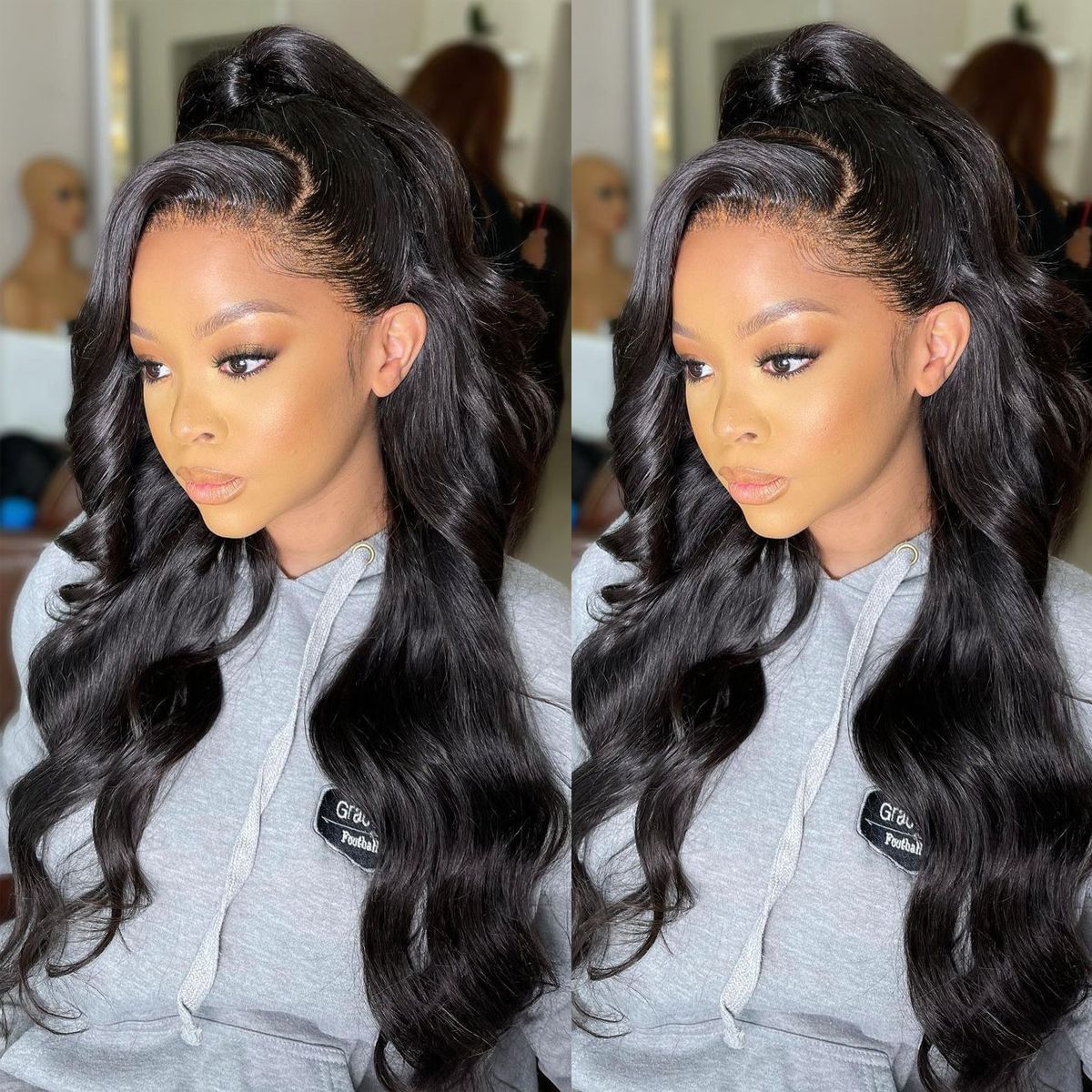 New Invisi-Drawstring Snug Fit 360 Lace Frontal Wigs Body Wave Human Hair With Bleached Knots