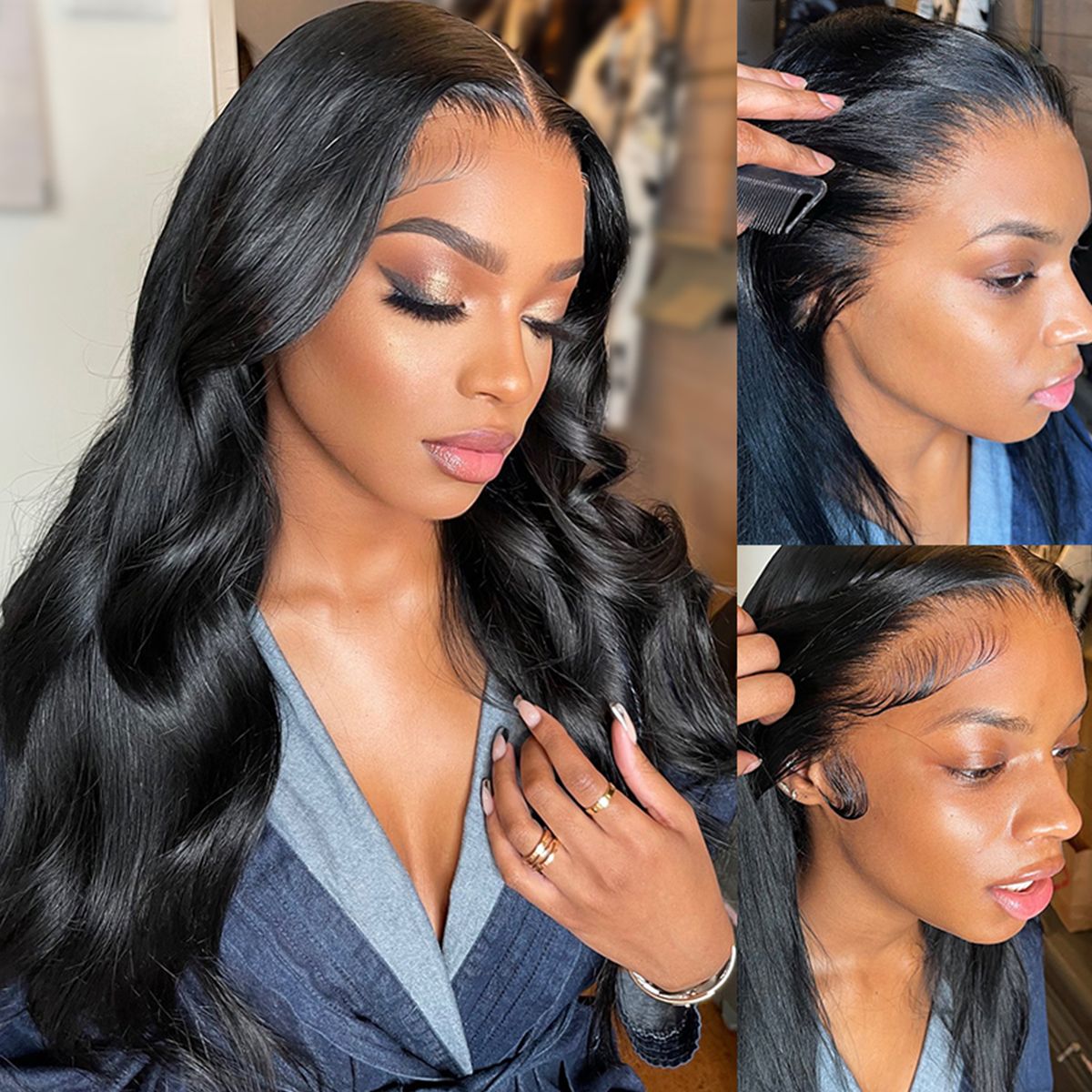13x4 Full Frontal HD Lace Wigs Pre-Bleached Knots Glueless Body Wave Human Hair Wigs