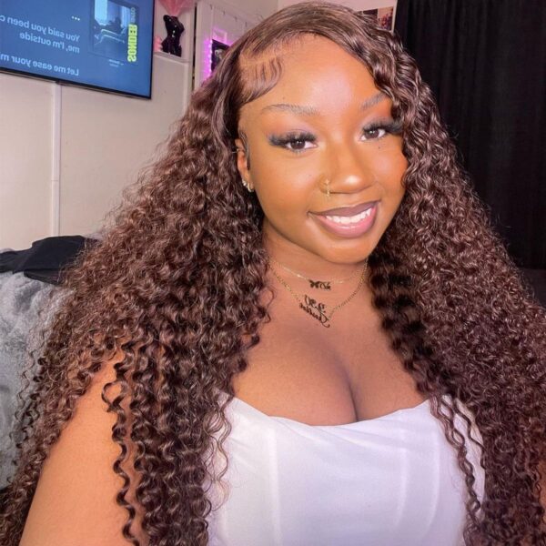 Dark Brown Curly 6x5 13x4 HD Lace Front Wig Chocolate Color Human Hair Wig