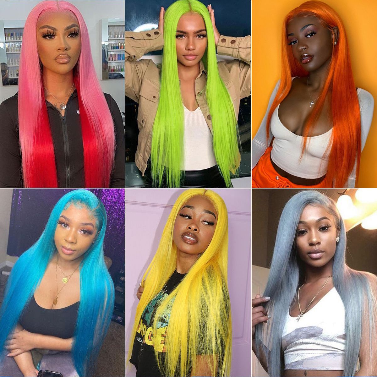 Colorful Straight Hair 13x4 Lace Front Wigs High 180% Density