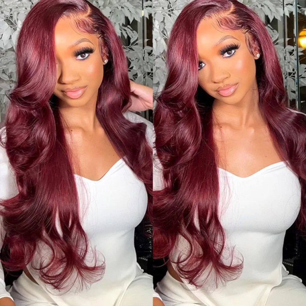 99J Color Burgundy Body Wave Wig Lace Front Wig