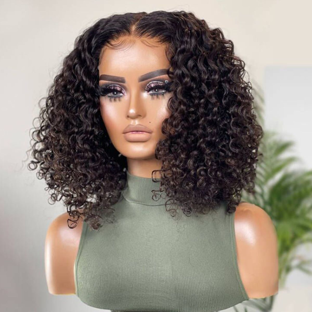 Big Curly Undetectable Lace Short Wig Deep Curly Glueless Lace Wig 180% Density