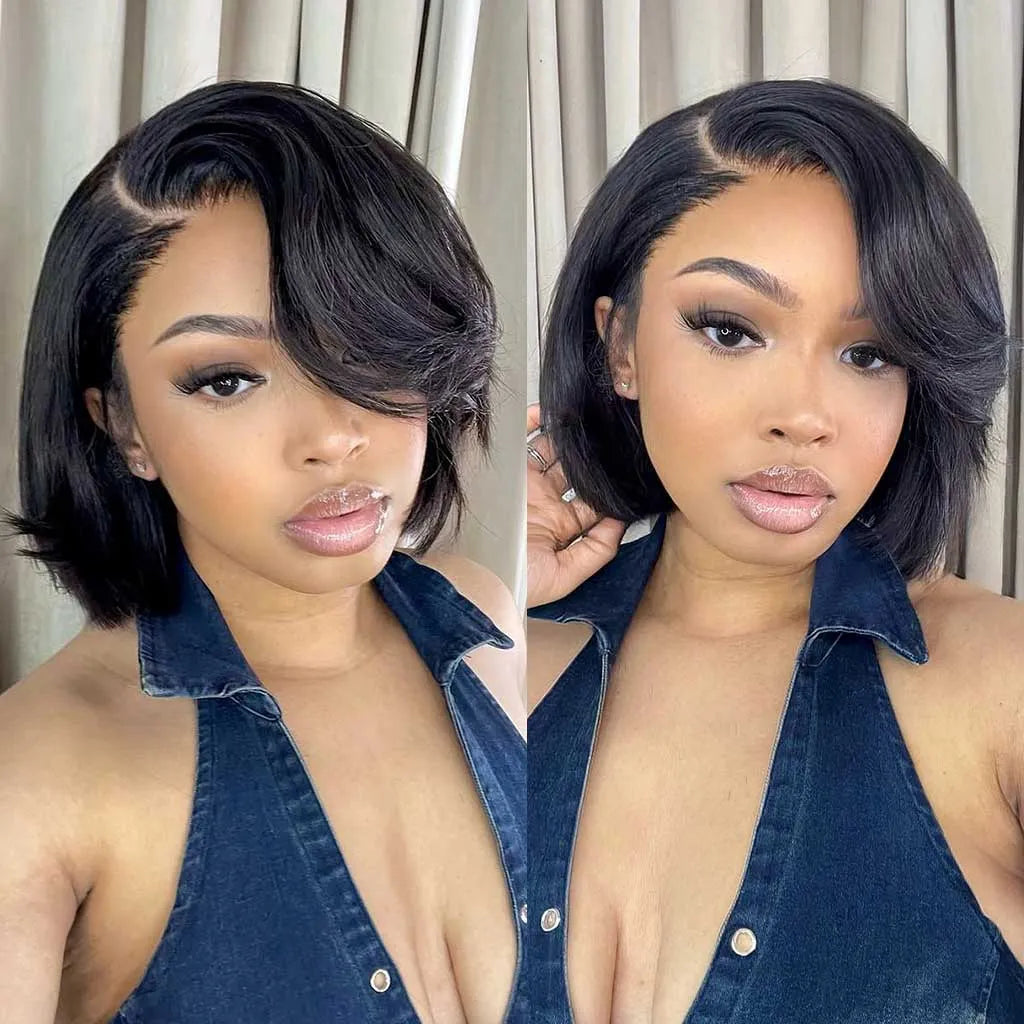 Layered Cut Straight Bob Wig 6x5 Pre-Cut HD Lace Wig 180%