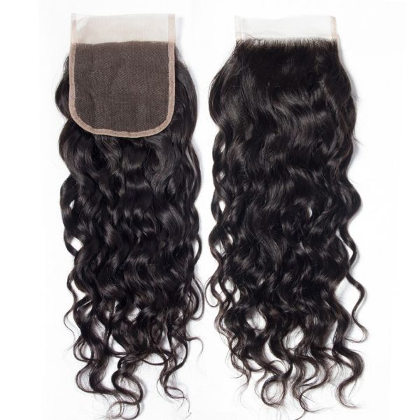 Curlymuse Hair Virgin Brazilian Water Wave Lace Closure Hair Weave Wet and Wavy Closure Hair Extensions