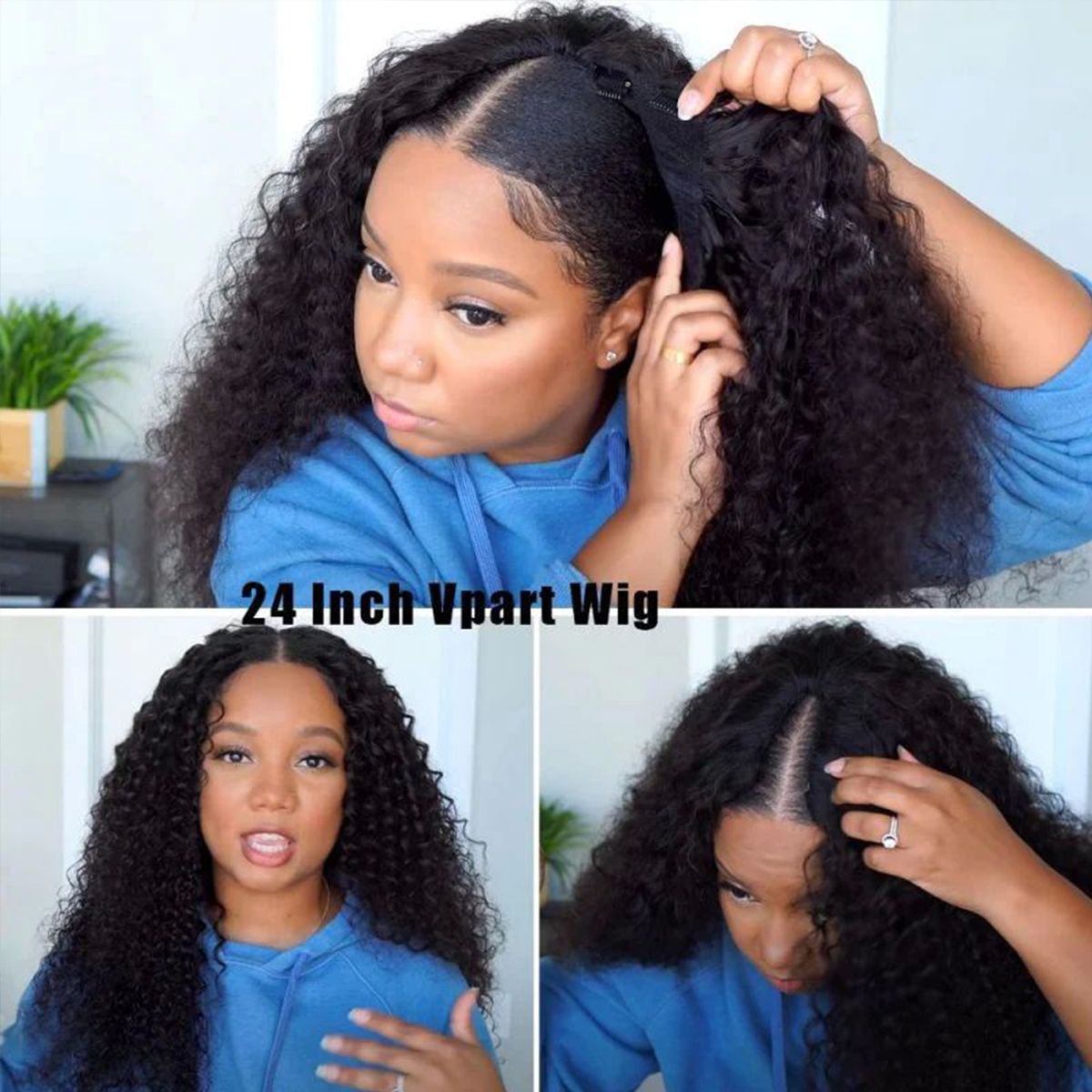 No Leave Out V Part Wig Deep Wave Human Hair Wigs