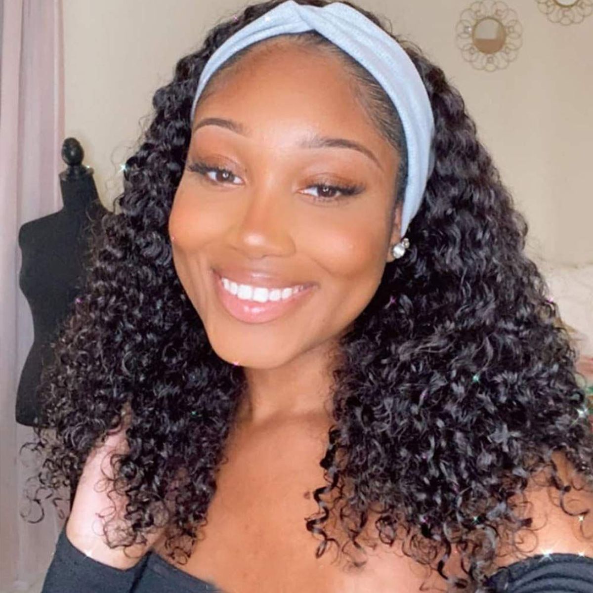 Headband Wig Deep Wave Shoulder Length Wig