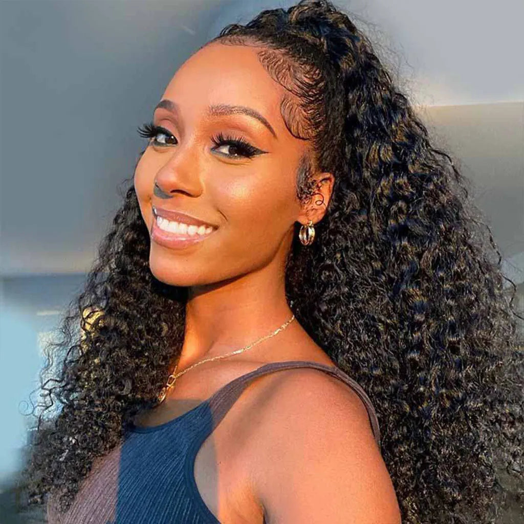 Deep Wave Invisi-Drawstring Snug Fit 360 Lace Frontal Wigs Pre-Bleached Knots Plucked Hairline