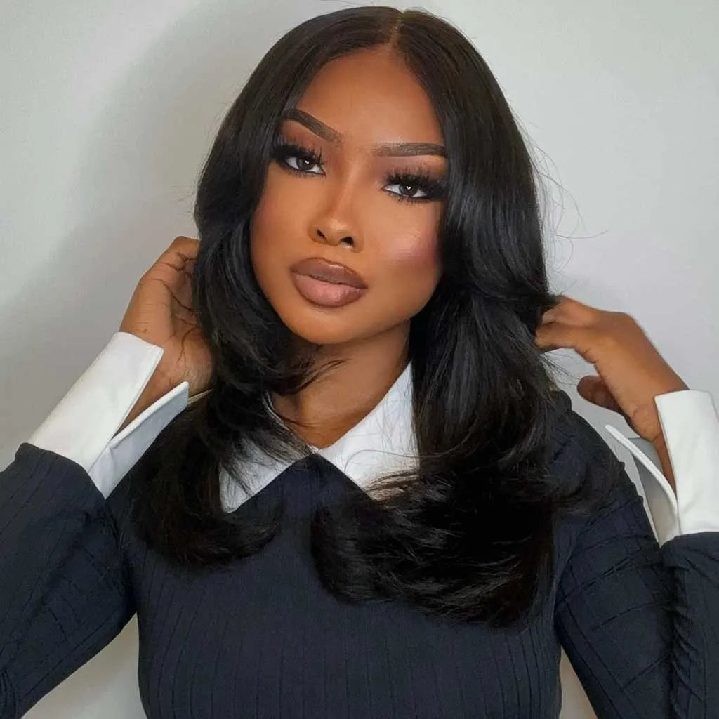 Butterfly Layered Haircut 6x5 HD Lace Wig Shoulder Length Pre-Styled Human Hair Wig