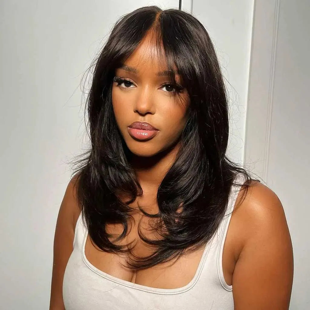 Butterfly Layered Haircut 6x5 HD Lace Wig Shoulder Length Pre-Styled Human Hair Wig