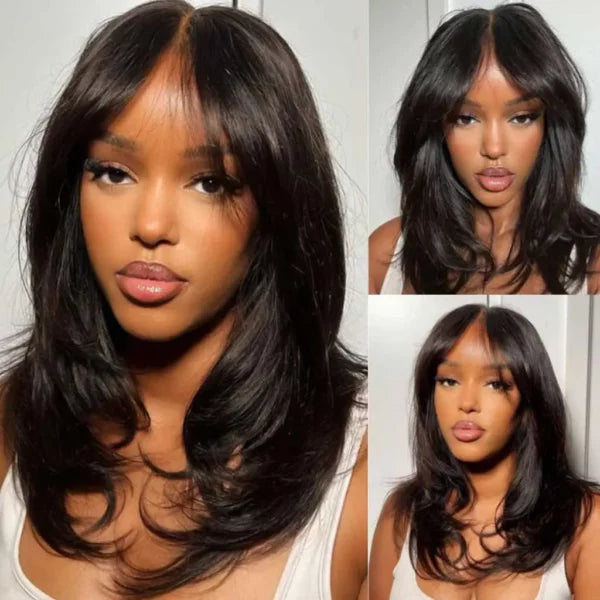 Butterfly Layered Haircut 6x5 HD Lace Wig Shoulder Length Pre-Styled Human Hair Wig
