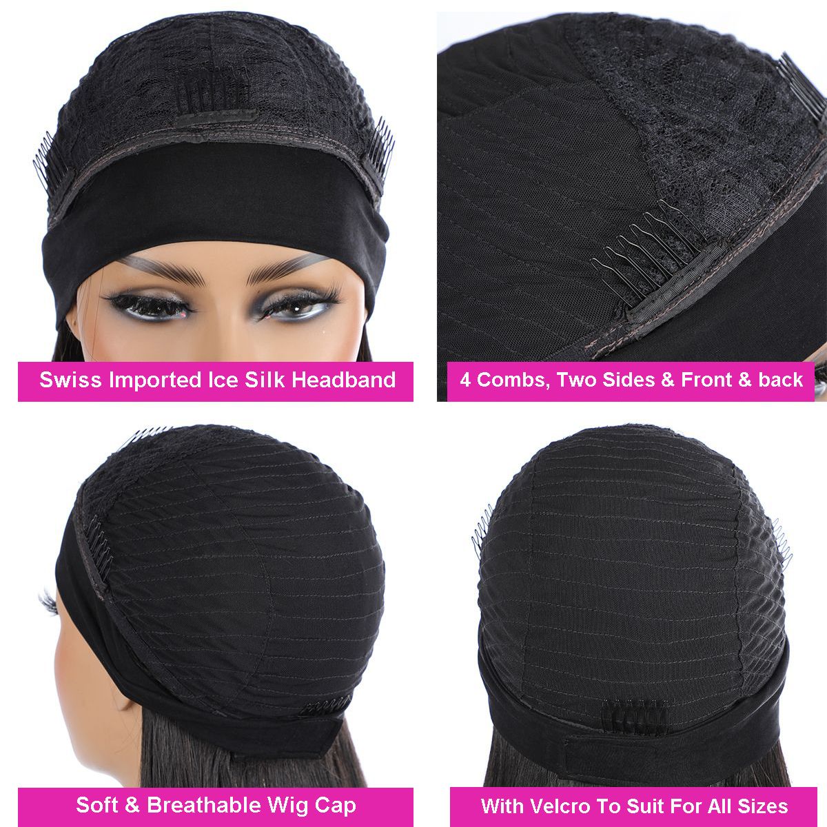 Kinky Straight Headband Wigs Human Hair Wigs Zero Skills Needed