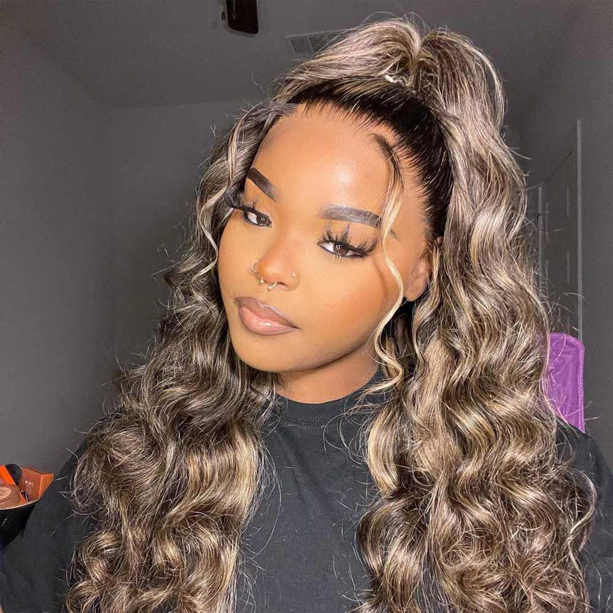Honey Blonde Loose Deep Wave Lace Wig Highlight 6x5 13x4 HD Lace Frontal Wig