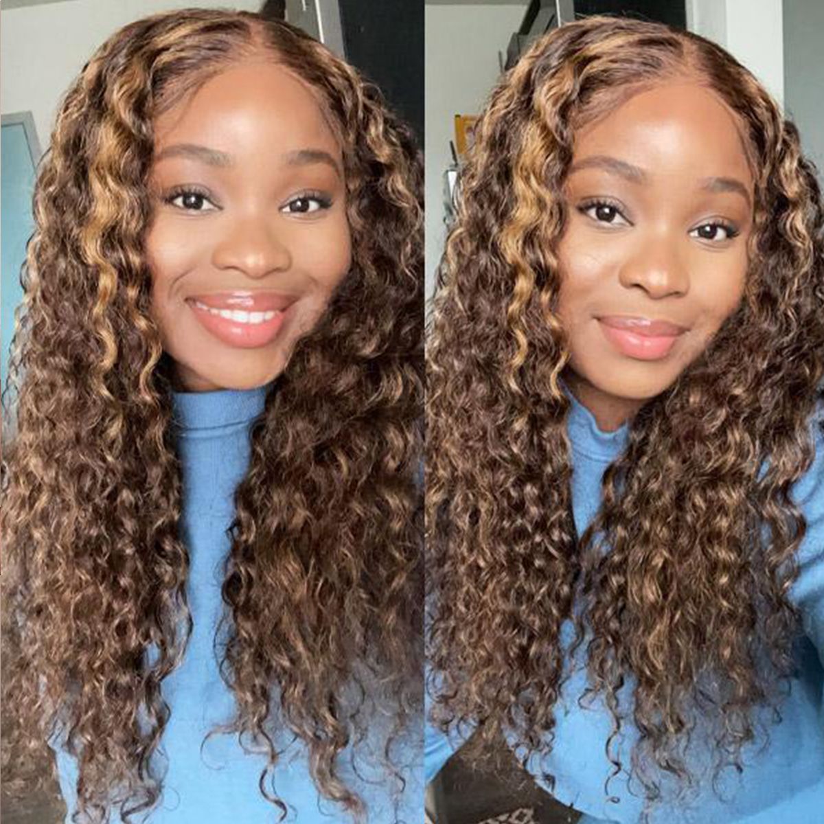 Highlight Honey Blonde Deep Wave 6x5 13x4 Human Hair HD Lace Front Wigs