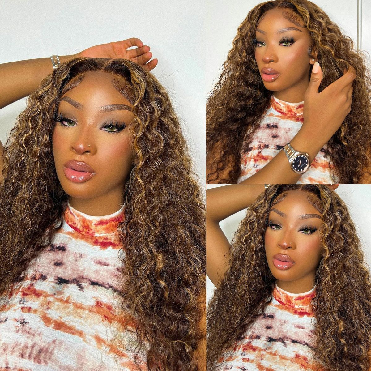 Highlight Honey Blonde Deep Wave 6x5 13x4 Human Hair HD Lace Front Wigs