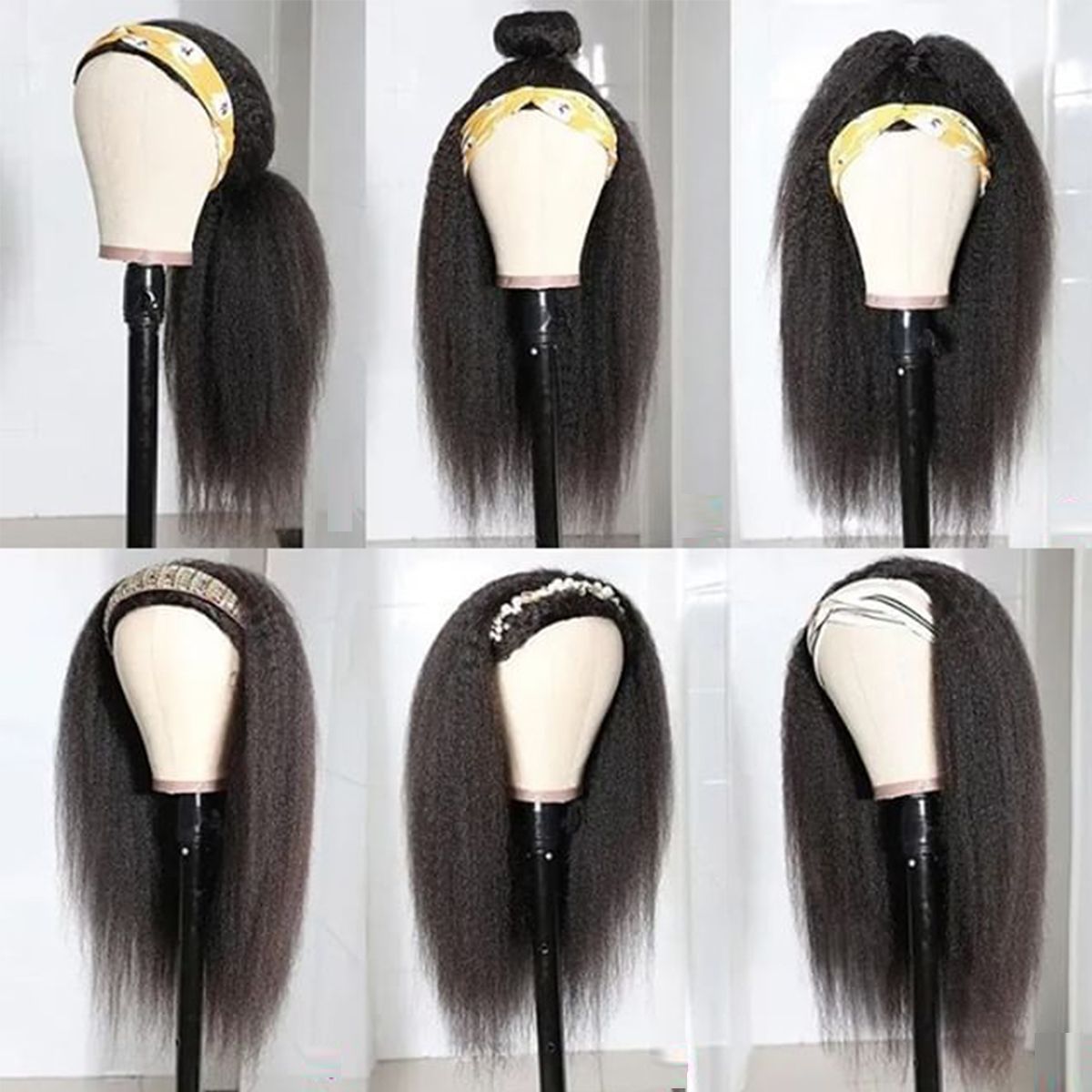 Kinky Straight Headband Wigs Human Hair Wigs Zero Skills Needed