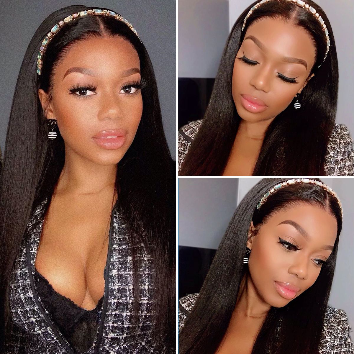 Kinky Straight Headband Wigs Human Hair Wigs Zero Skills Needed