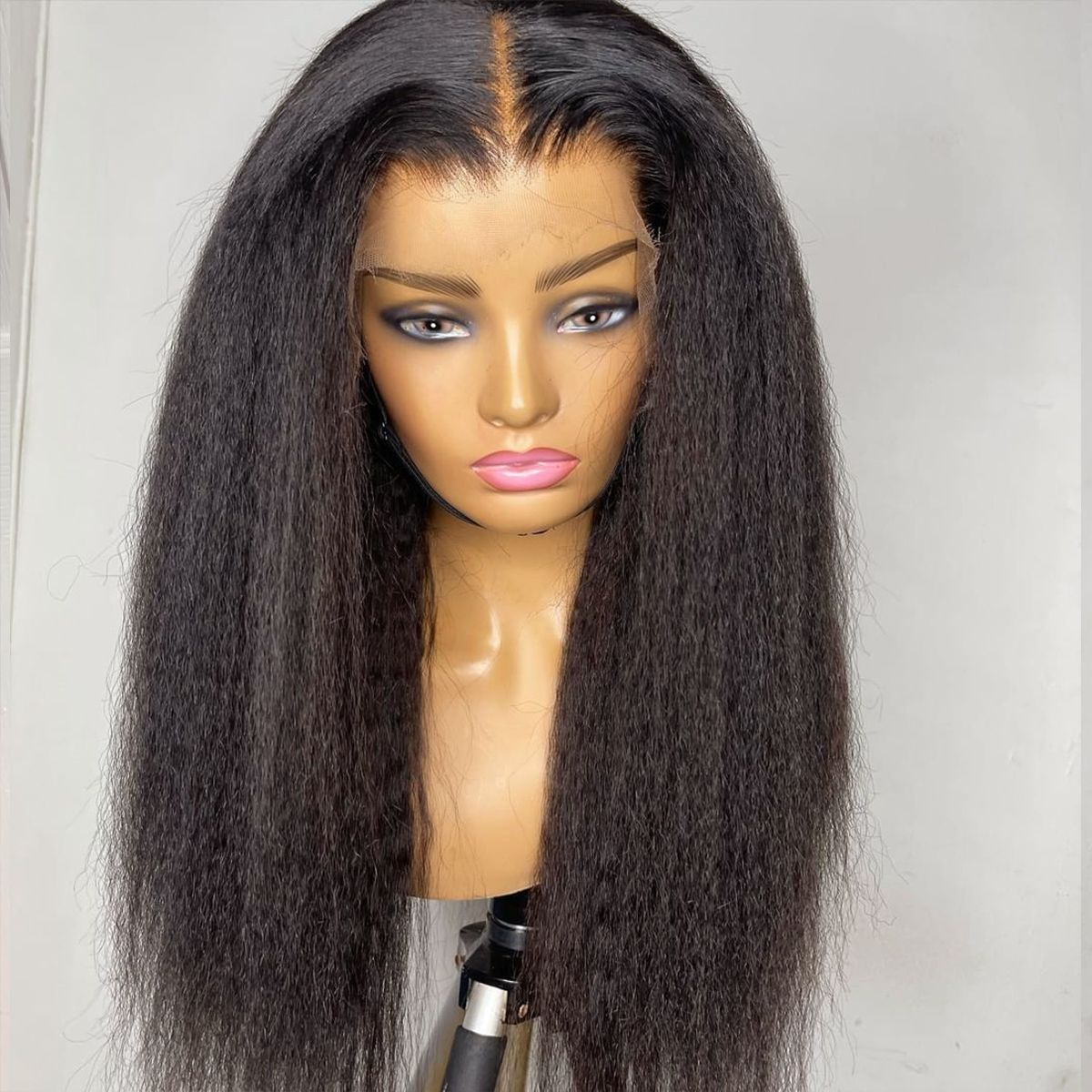13×4 HD Kinky Straight Lace Front Wigs Yaki Human Hair Wigs Pre-Bleached Knots